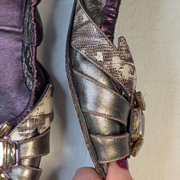 MIU MIU Slip on with Crystal Embellished Reptile Leather Size 39.5 - Picture 5 of 11